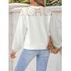 CUPSHE Long Sleeve Shirts for Women’s Lace Tops Mesh Sheer Crew Neck Casual Shirts Sexy Fall Going Out(White)