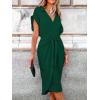 CUPSHE Midi Dress for Women 2025 V Neck Short Sleeves Knotted Pockets Tunic Waist Spring Casual Dress(Green)