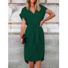CUPSHE Midi Dress for Women 2025 V Neck Short Sleeves Knotted Pockets Tunic Waist Spring Casual Dress(Green)