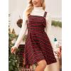 CUPSHE Mini Dress for Women Casual Square Neck Sleeveless Plaid A Line Christmas Overall Dress(Red Plaid)
