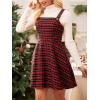 CUPSHE Mini Dress for Women Casual Square Neck Sleeveless Plaid A Line Christmas Overall Dress(Red Plaid)