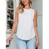 CUPSHE Pleated Tank Tops Women Summer Casual Summer Sleeveless Tee Shirt Trendy Beach Cover Up Vacation Outfits(White)