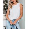CUPSHE Pleated Tank Tops Women Summer Casual Summer Sleeveless Tee Shirt Trendy Beach Cover Up Vacation Outfits(White)