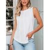 CUPSHE Pleated Tank Tops Women Summer Casual Summer Sleeveless Tee Shirt Trendy Beach Cover Up Vacation Outfits(White)