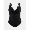 CUPSHE Plus Size One Piece Swimsuit for Women Ruched Underwire Bathing Suit Curvy Tummy Control Swimwear(Black)