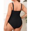 CUPSHE Plus Size One Piece Swimsuit for Women Ruched Underwire Bathing Suit Curvy Tummy Control Swimwear(Black)