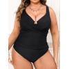 CUPSHE Plus Size One Piece Swimsuit for Women Ruched Underwire Bathing Suit Curvy Tummy Control Swimwear(Black)