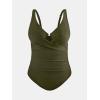 CUPSHE Plus Size One Piece Swimsuit for Women Ruched Underwire Bathing Suit Curvy Tummy Control Swimwear(Dark Olive Green)