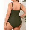 CUPSHE Plus Size One Piece Swimsuit for Women Ruched Underwire Bathing Suit Curvy Tummy Control Swimwear(Dark Olive Green)
