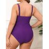CUPSHE Plus Size One Piece Swimsuit for Women Ruched Underwire Bathing Suit Curvy Tummy Control Swimwear(Deep Purple)