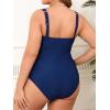 CUPSHE Plus Size One Piece Swimsuit for Women Ruched Underwire Bathing Suit Curvy Tummy Control Swimwear(Midnight Blue)