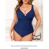 CUPSHE Plus Size One Piece Swimsuit for Women Ruched Underwire Bathing Suit Curvy Tummy Control Swimwear(Midnight Blue)