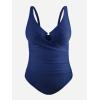 CUPSHE Plus Size One Piece Swimsuit for Women Ruched Underwire Bathing Suit Curvy Tummy Control Swimwear(Midnight Blue)