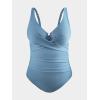 CUPSHE Plus Size One Piece Swimsuit for Women Ruched Underwire Bathing Suit Curvy Tummy Control Swimwear(Slate Blue)