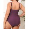 CUPSHE Plus Size One Piece Swimsuit for Women Ruched Underwire Bathing Suit Curvy Tummy Control Swimwear(Wine Red)