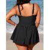 CUPSHE Plus Size Swimsuit for Women One Piece Bathing Suit Scoop Neck Ruffled Swim Dress Adjustable Straps(Black)