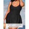 CUPSHE Plus Size Swimsuit for Women One Piece Bathing Suit Scoop Neck Ruffled Swim Dress Adjustable Straps(Black)