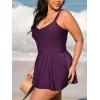 CUPSHE Plus Size Swimsuit for Women One Piece Bathing Suit Scoop Neck Ruffled Swim Dress Adjustable Straps(Blackberry Wine)