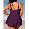 CUPSHE Plus Size Swimsuit for Women One Piece Bathing Suit Scoop Neck Ruffled Swim Dress Adjustable Straps(Blackberry Wine)