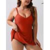 CUPSHE Plus Size Swimsuit for Women One Piece Bathing Suit Scoop Neck Ruffled Swim Dress Adjustable Straps(Brick Red)