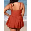 CUPSHE Plus Size Swimsuit for Women One Piece Bathing Suit Scoop Neck Ruffled Swim Dress Adjustable Straps(Brick Red)