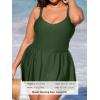 CUPSHE Plus Size Swimsuit for Women One Piece Bathing Suit Scoop Neck Ruffled Swim Dress Adjustable Straps(Dark Green)