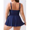 CUPSHE Plus Size Swimsuit for Women One Piece Bathing Suit Scoop Neck Ruffled Swim Dress Adjustable Straps(Midnight Blue)