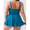 CUPSHE Plus Size Swimsuit for Women One Piece Bathing Suit Scoop Neck Ruffled Swim Dress Adjustable Straps(Teal Blue)