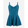 CUPSHE Plus Size Swimsuit for Women One Piece Bathing Suit Scoop Neck Ruffled Swim Dress Adjustable Straps(Teal Blue)