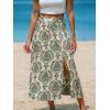 CUPSHE Skirts Woven Side Slit Midi Skirt High Waist Ornate Cover-Up Sarong Casual Vacation(Green)