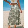CUPSHE Skirts Woven Side Slit Midi Skirt High Waist Ornate Cover-Up Sarong Casual Vacation(Green)