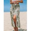CUPSHE Skirts Woven Side Slit Midi Skirt High Waist Ornate Cover-Up Sarong Casual Vacation(Green)
