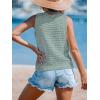CUPSHE Summer Crochet Tank Tops for Women Sleeveless Beach Cover Up Top Casual Knit Tops Swim Cover Ups(Green)