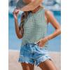 CUPSHE Summer Crochet Tank Tops for Women Sleeveless Beach Cover Up Top Casual Knit Tops Swim Cover Ups(Green)