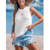 CUPSHE Summer Crochet Tank Tops for Women Sleeveless Beach Cover Up Top Casual Knit Tops Swim Cover Ups(White)