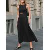 CUPSHE Summer Dress for Women 2025 Formal Sleeveless Round Neck Cutout Pockets Casual A Line Maxi Dress(Black)
