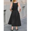 CUPSHE Summer Dress for Women 2025 Formal Sleeveless Round Neck Cutout Pockets Casual A Line Maxi Dress(Black)