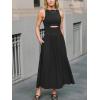 CUPSHE Summer Dress for Women 2025 Formal Sleeveless Round Neck Cutout Pockets Casual A Line Maxi Dress(Black)
