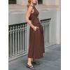 CUPSHE Summer Dress for Women 2025 Formal Sleeveless Round Neck Cutout Pockets Casual A Line Maxi Dress(Brown)