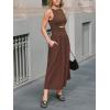 CUPSHE Summer Dress for Women 2025 Formal Sleeveless Round Neck Cutout Pockets Casual A Line Maxi Dress(Brown)