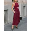 CUPSHE Summer Dress for Women 2025 Formal Sleeveless Round Neck Cutout Pockets Casual A Line Maxi Dress(Burgundy)