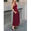 CUPSHE Summer Dress for Women 2025 Formal Sleeveless Round Neck Cutout Pockets Casual A Line Maxi Dress(Burgundy)