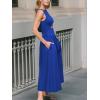 CUPSHE Summer Dress for Women 2025 Formal Sleeveless Round Neck Cutout Pockets Casual A Line Maxi Dress(Royal Blue)