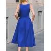 CUPSHE Summer Dress for Women 2025 Formal Sleeveless Round Neck Cutout Pockets Casual A Line Maxi Dress(Royal Blue)