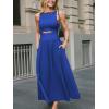 CUPSHE Summer Dress for Women 2025 Formal Sleeveless Round Neck Cutout Pockets Casual A Line Maxi Dress(Royal Blue)