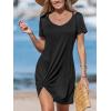 CUPSHE Summer Dresses for Women Short Sleeve Twisted Casual T Shirt Dress Beach Swimsuit Coverup(Black)
