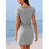 CUPSHE Summer Dresses for Women Short Sleeve Twisted Casual T Shirt Dress Beach Swimsuit Coverup(Grey)