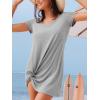 CUPSHE Summer Dresses for Women Short Sleeve Twisted Casual T Shirt Dress Beach Swimsuit Coverup(Grey)