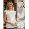 CUPSHE Summer Lace Tops for Women Scalloped V Neck Embroidered Flutter Sleeves Casual Blouse(White)