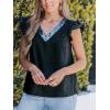 CUPSHE Summer Tank Tops for Women Dressy V Neck Sleeveless Top Sparkle Sequin Ruffled Sleeve Shirts Vacation Outfits(Black)